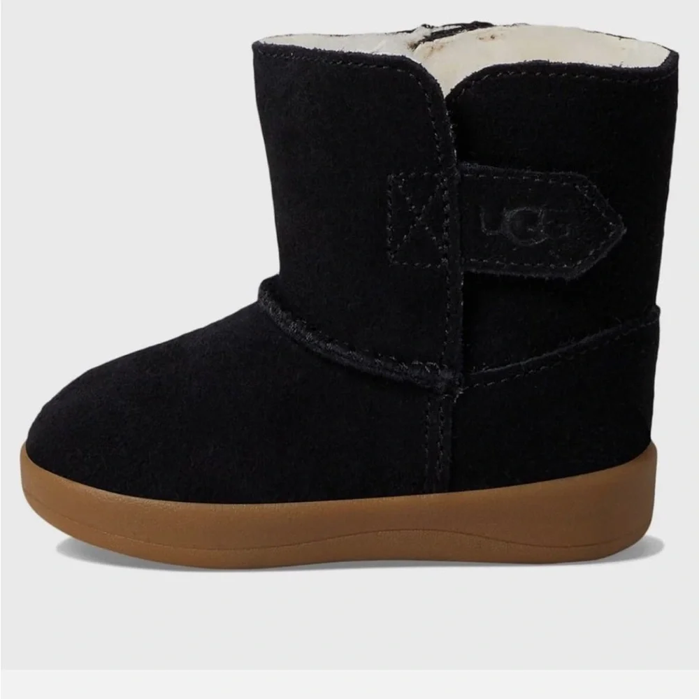 Baby Newborn UGG Keelan Black Suede Fur Crib Boots  Size 0/1  0-6 month, NWOT
